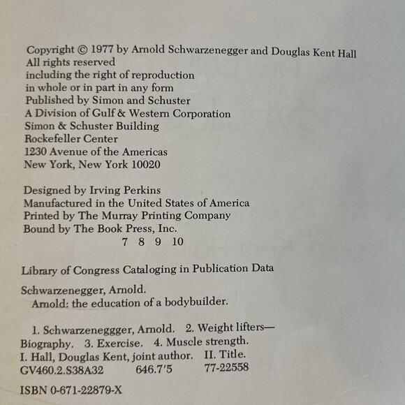 Arnold: The Education Of A Bodybuilder Hardcover (1977) HC DJ Ex Lib - Picture 11 of 16